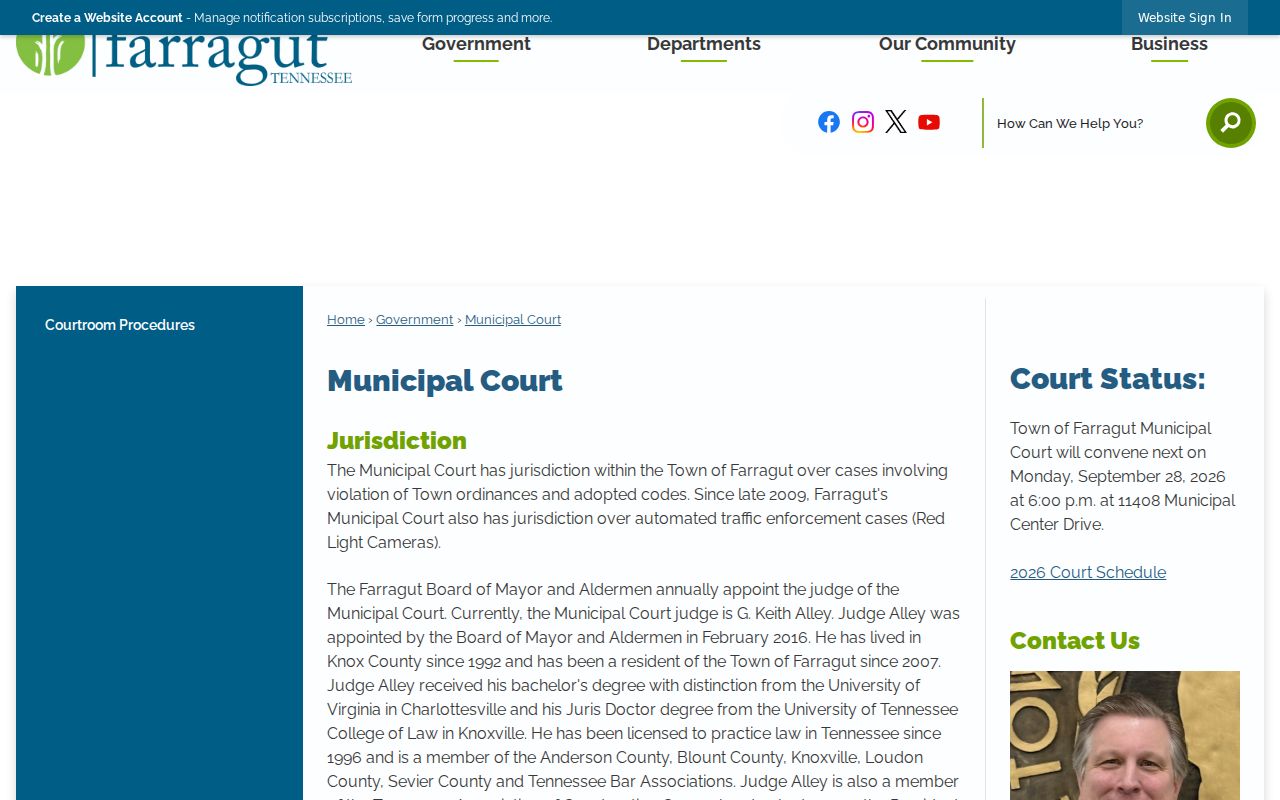 Knox County municipal warrant records: Farragut Municipal Court at Town Hall