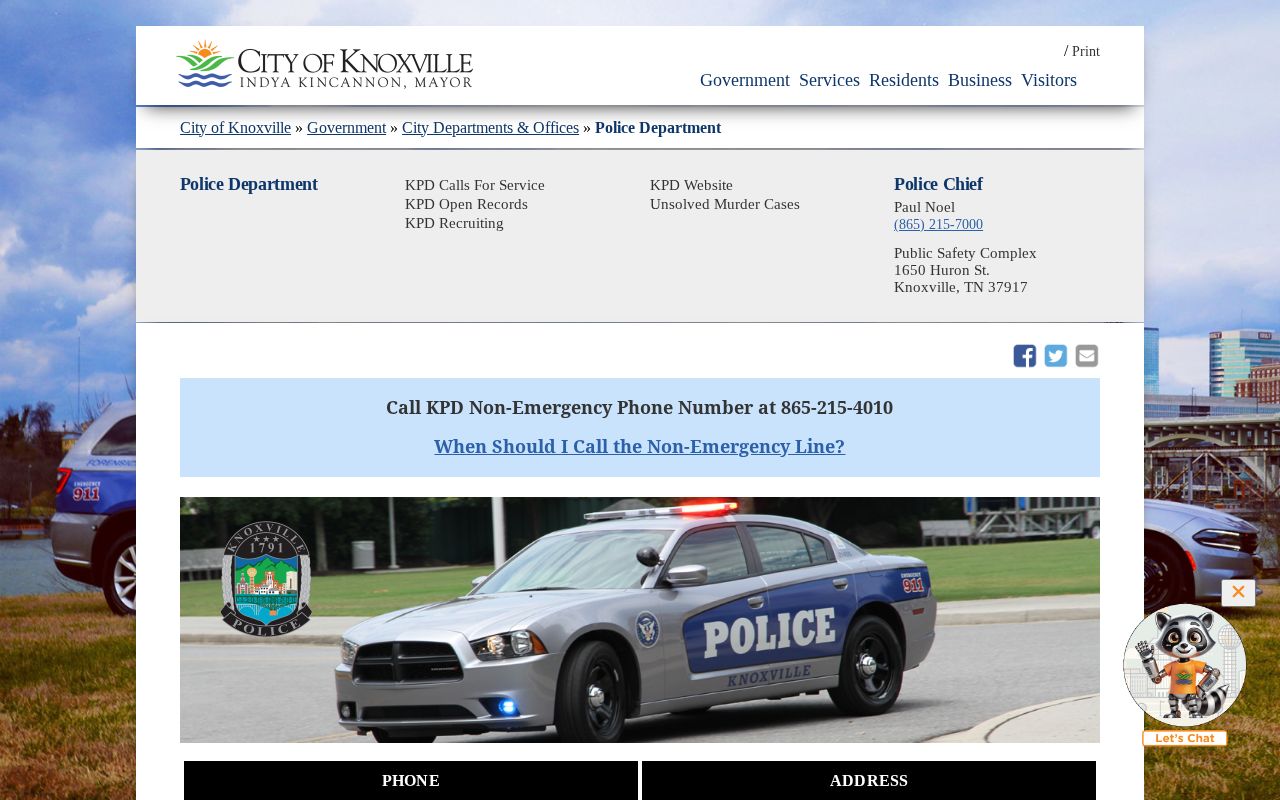 Knoxville warrant records route through the Knoxville Police Department